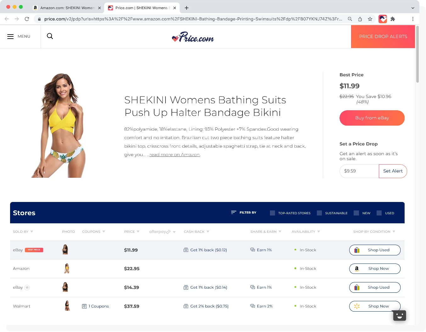 Comparison Shopping with Extension